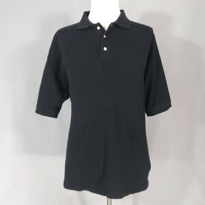 T Harris London polo shirt men's large black Pima cotton short sleeve